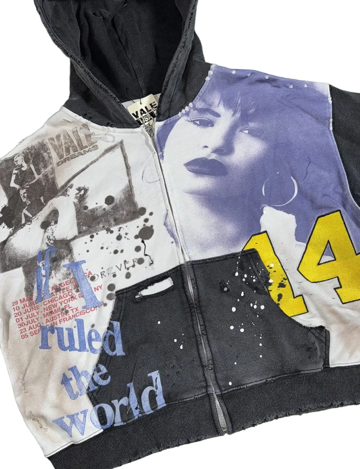 Vale Collage Art Zip Hoodie – Black/Multi - Image 2