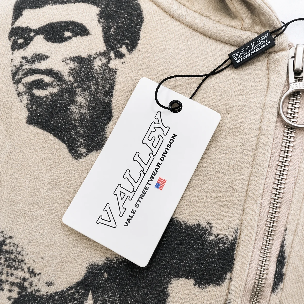 Vale Forever “Monument” (Valley Revolution) Zip Up Hoodie Beige - Image 4
