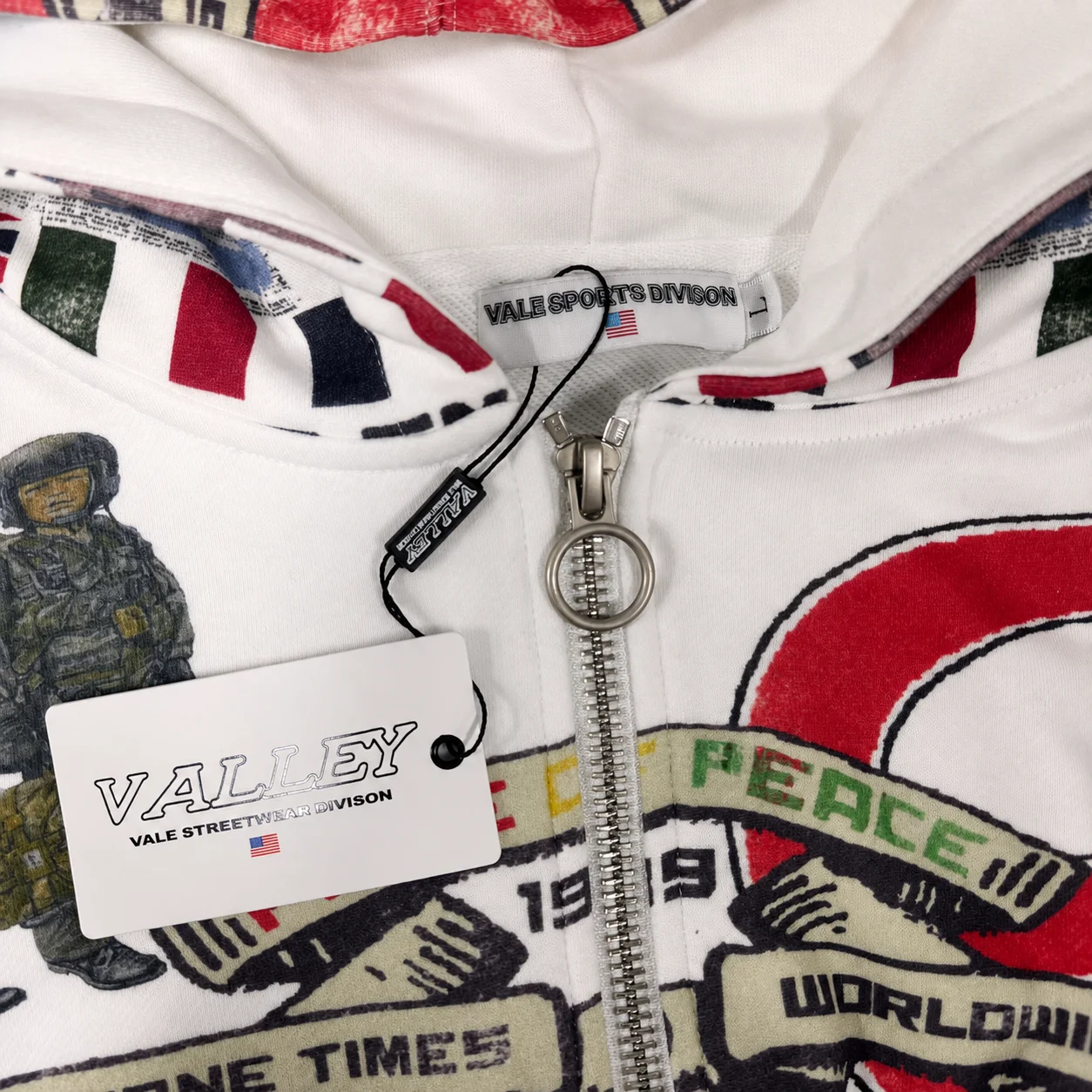 Vale Forever “Peace” Zip Up Hoodie White - Image 3