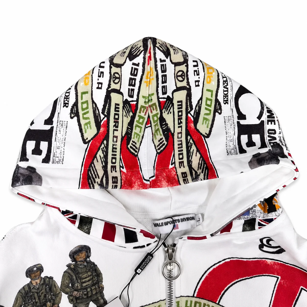 Vale Forever “Peace” Zip Up Hoodie White - Image 4