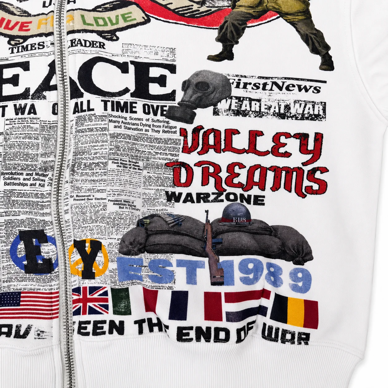 Vale Forever “Peace” Zip Up Hoodie White - Image 5