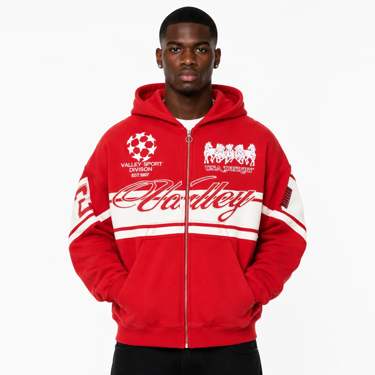 Vale Forever “Life Is Forever” (Valley Sport) Zip Up Hoodie Red - Image 6