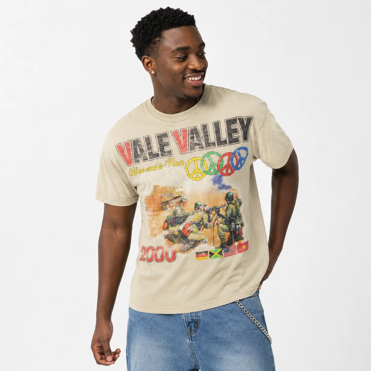 Vale Forever “Vale Valley 2000” Tee Beige - Image 4