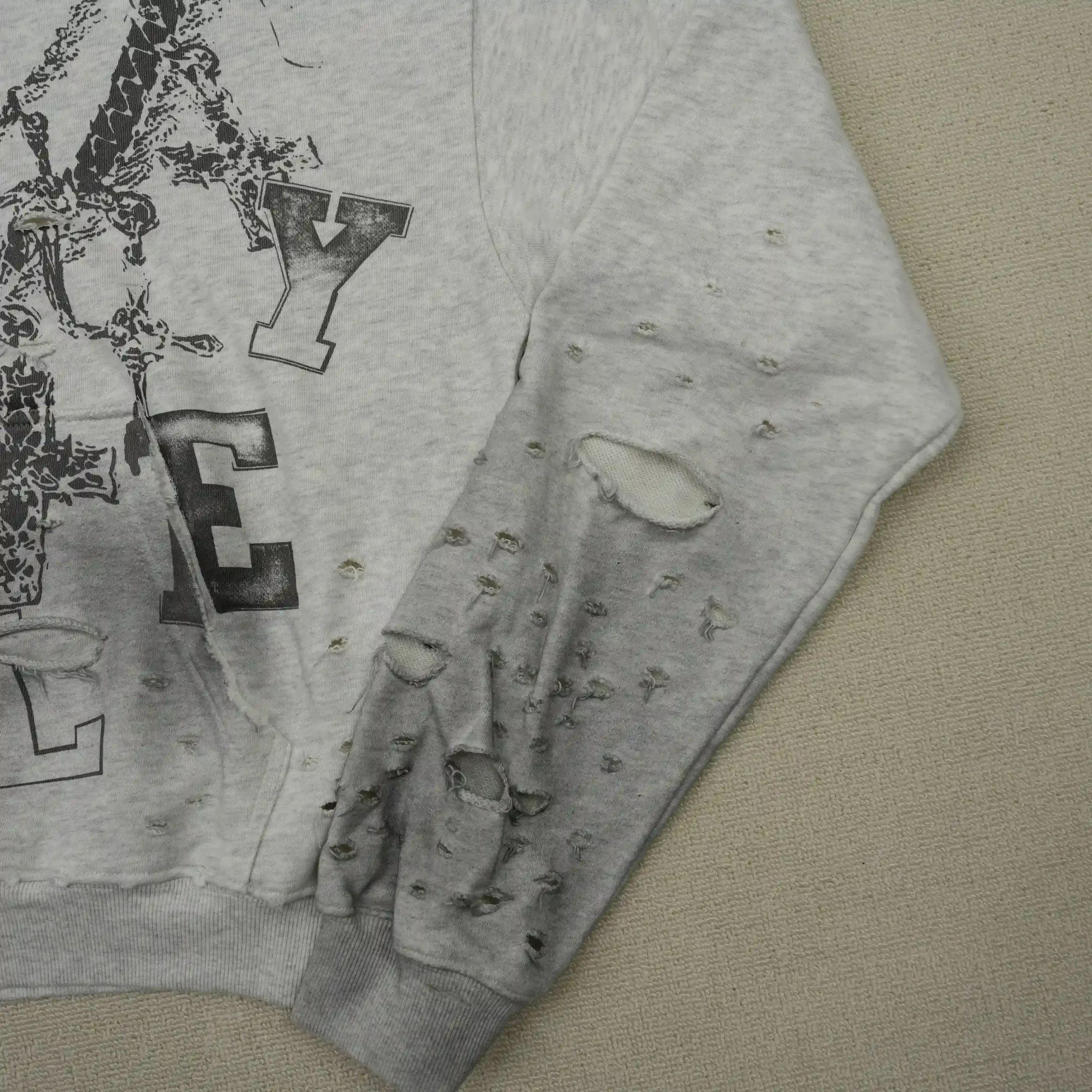 Distressed Chain Hoodie Heather Grey - Image 14