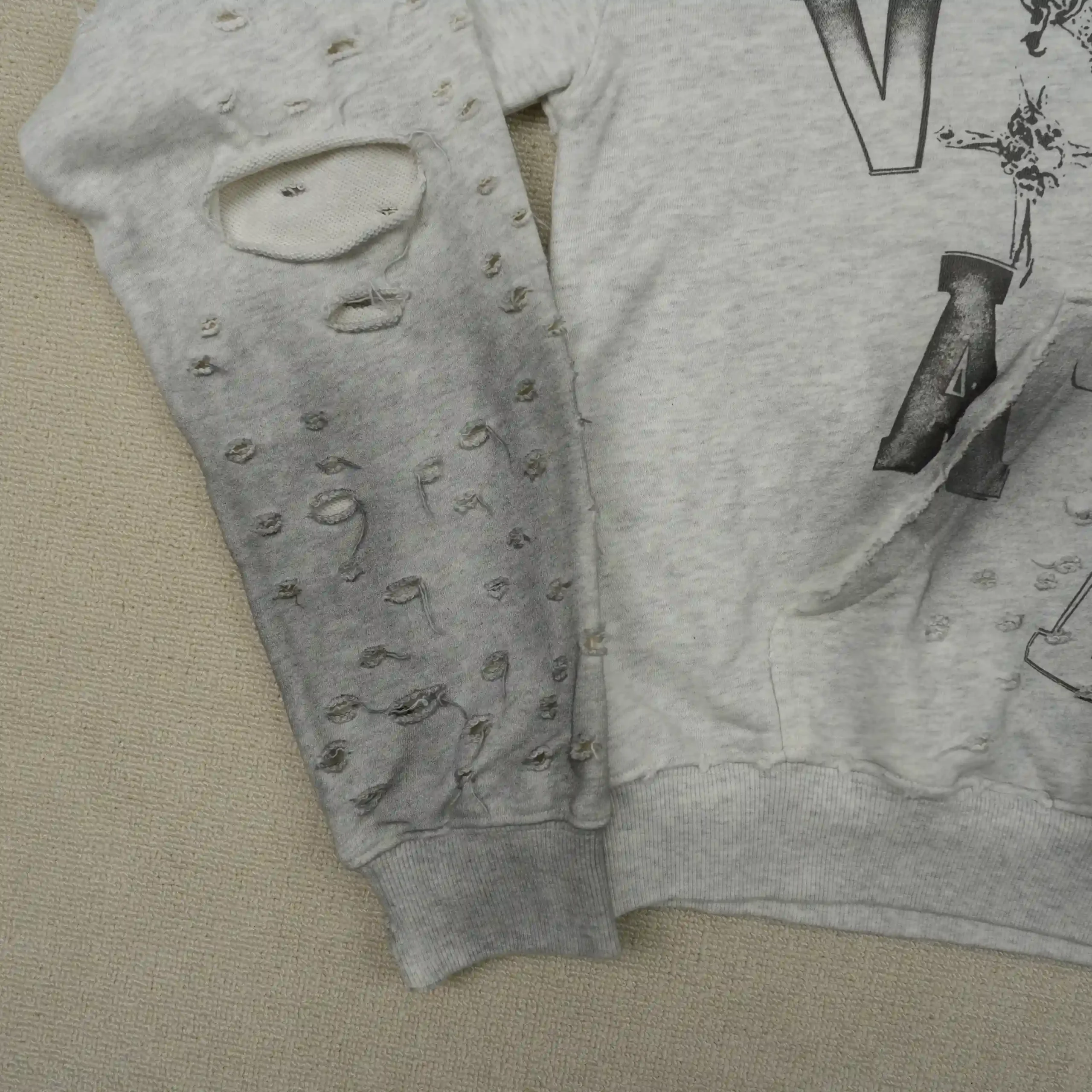 Distressed Chain Hoodie Heather Grey - Image 5