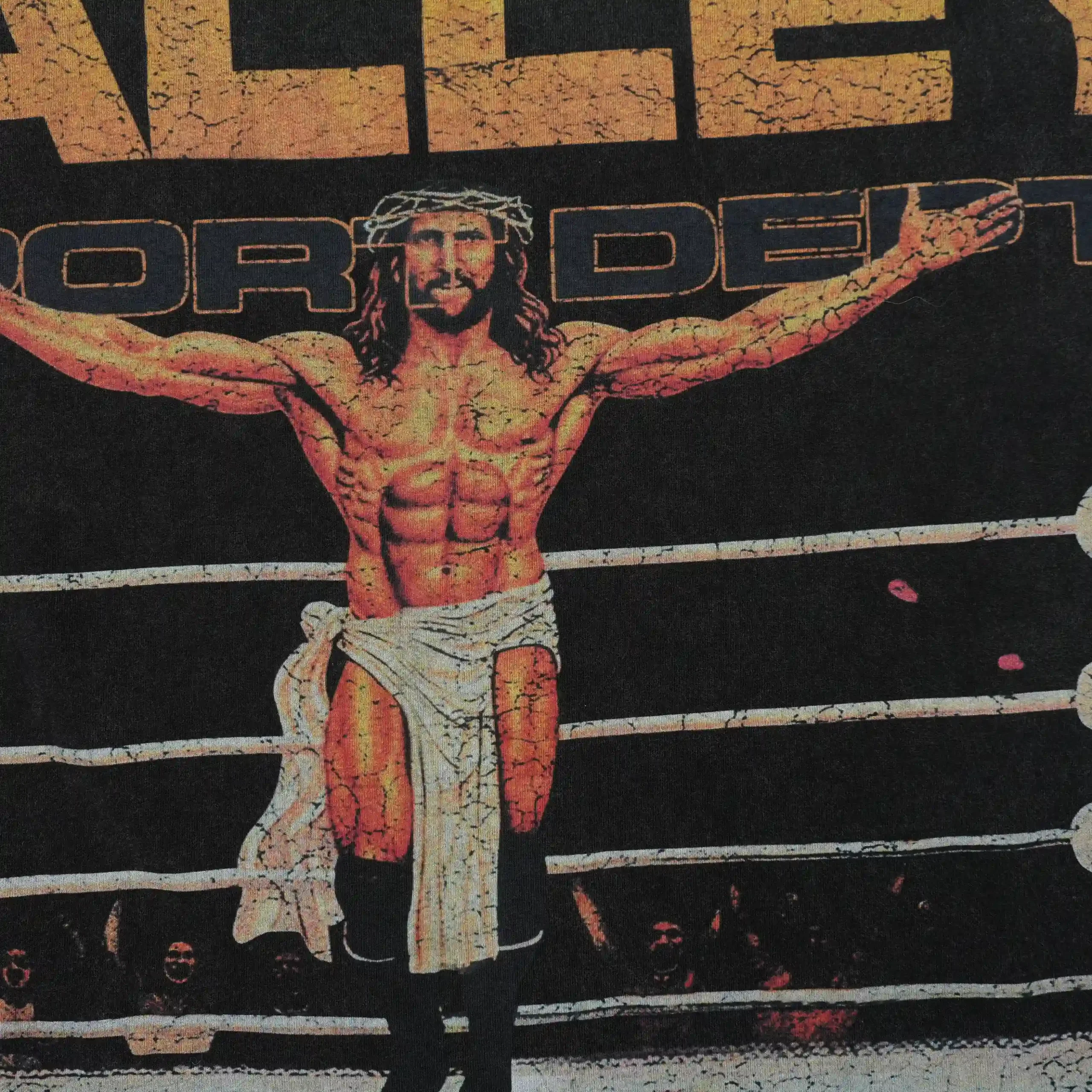 Jesus Vs Hellboy Tee Vintage Black - Image 7